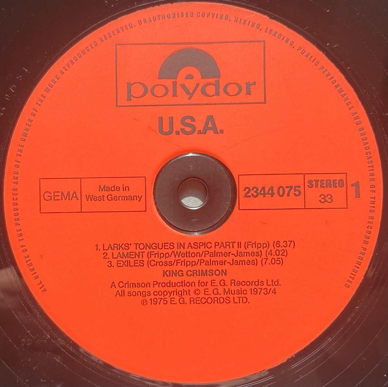 Dischi in vinile: KING CRIMSON - USA – Usato da Poliez-Pittet venduto da Newtown-Records 2