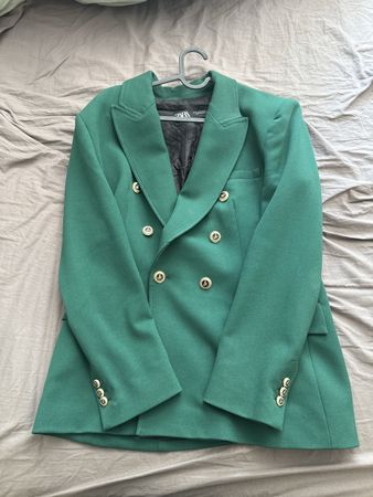 Zara Women's Blazer, Grün mit goldenen Knöpfen - Size XL