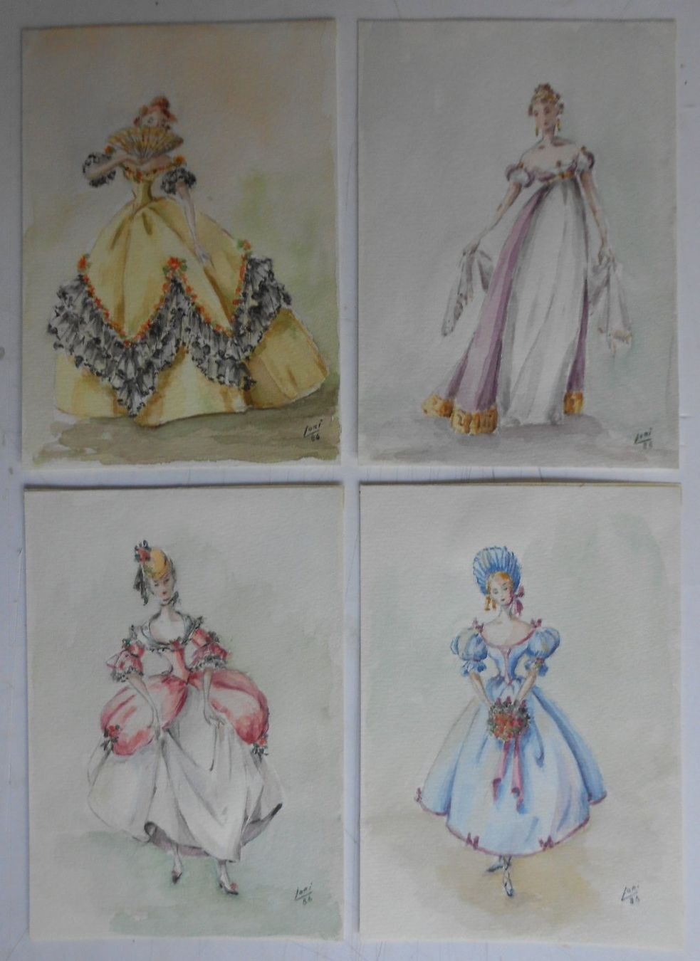 Gemälde: Vier Modeaquarelle von 1886. – Gebraucht aus Basel von Domba