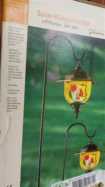 Lampade: 4 Solar-Hängeleuchten "Tiffany" – Nuovo e nell'imballaggio originale da Oberrohrdorf venduto da Heinzwu