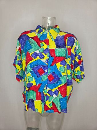 Vintage Viskosebluse Made in France – ca. M/L