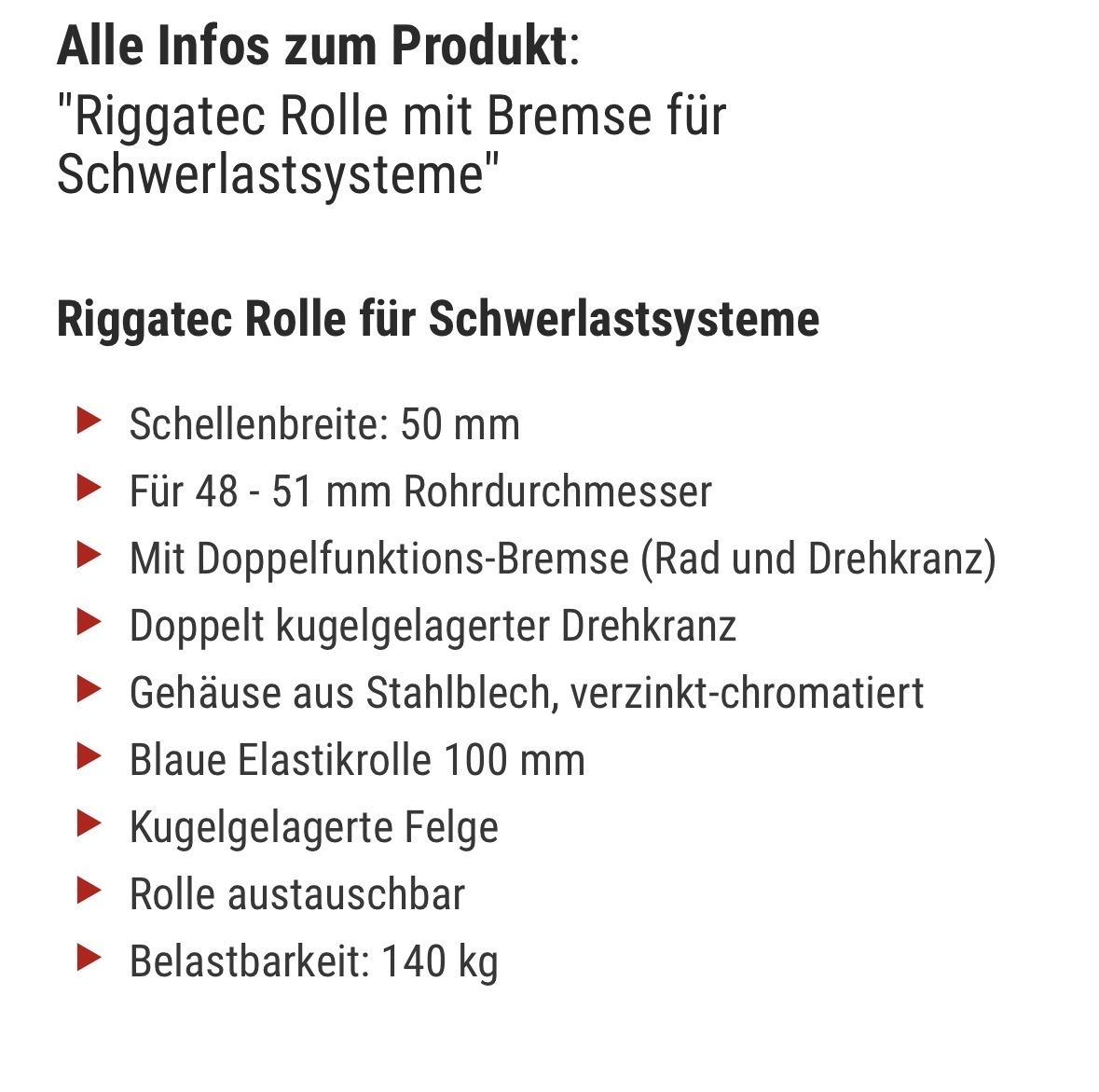 Altro per stoccaggio & trasporto: Riggatec Rolle mit Bremse f. Schwerlastsysteme, 100mm Rollen – Nuovo e nell'imballaggio originale da meierskappel venduto da funkydegreng 2
