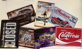USA Blechschilder Set 7 Stk. Retro Deko US Cars Route 66 Sum