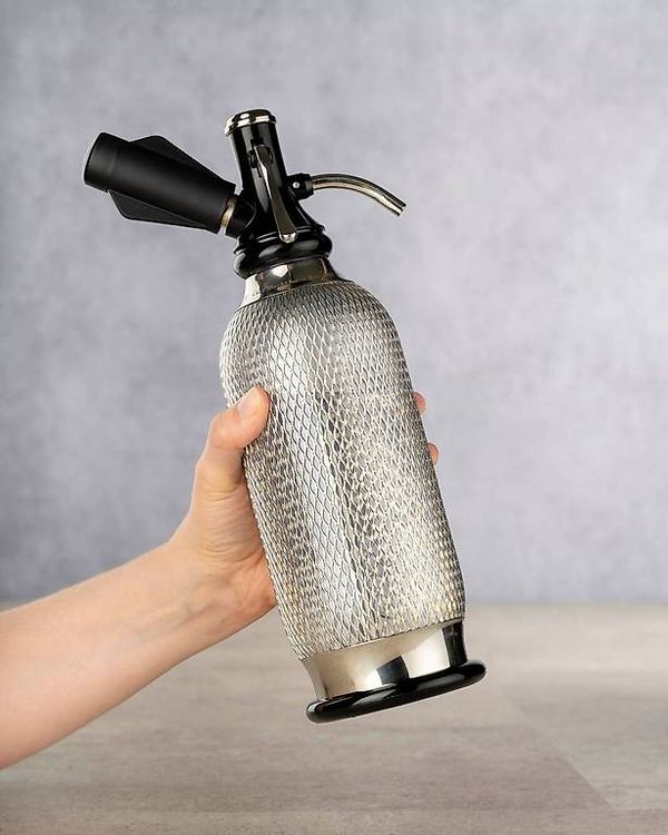 iSi Soda Maker Classic Coffret cadeau avec 2 verres et 10 capsules de soda, siphon à soda, machine à gazéifier 1,0 l, acier inoxydable, accessoires de bar pour eau gazeuse