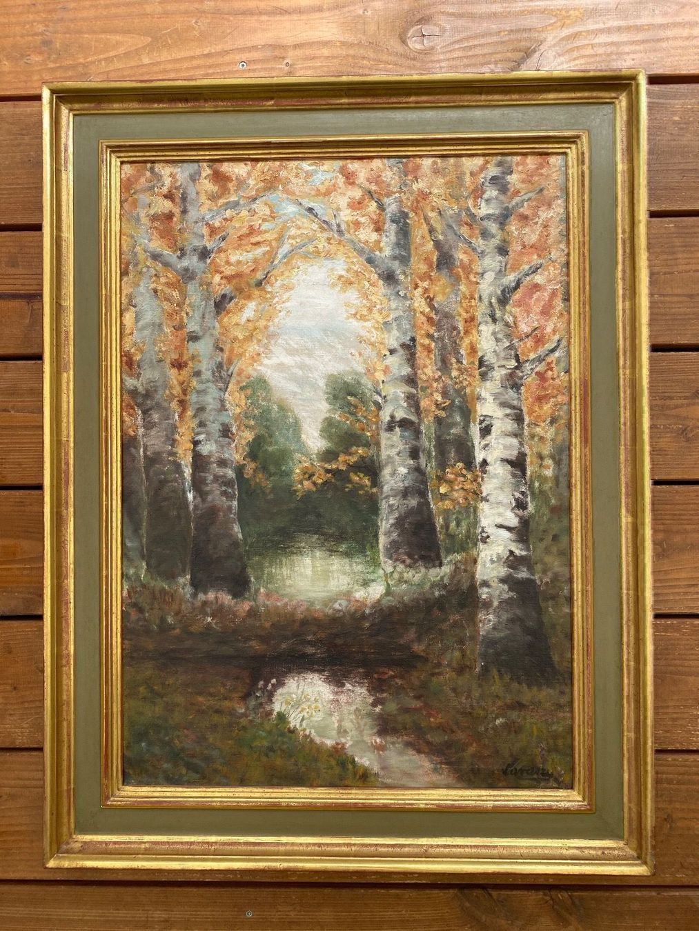 Dipinti: Antikes Ölbild Birkenwald mit Bach – Usato da Rünenberg venduto da Fendi02 7