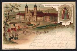 Litho Einsiedeln, Wallfahrtskirche mit G