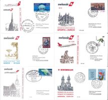 6 Swissair Erstflugpost Briefe