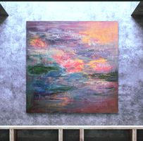 Acrylbild mit Gold auf Leinwand 100 cm, Unikat!!!