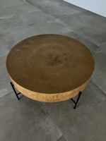 2x Holz Couchtisch mit Metallfuss, Rund!