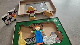 Holzfiguren Holzpuzzle Bauernhof Marke ZigZag, Holzspielzeug