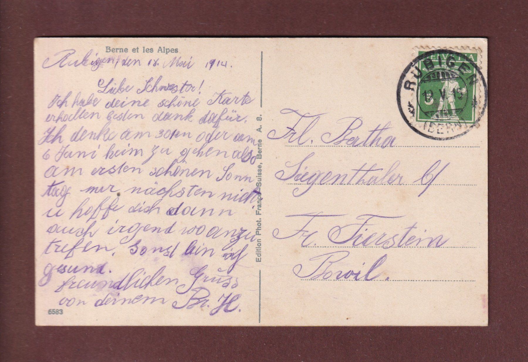 Cartoline postali: BERN und die Alpen - 1915 – Usato da Pully venduto da nicecards 1