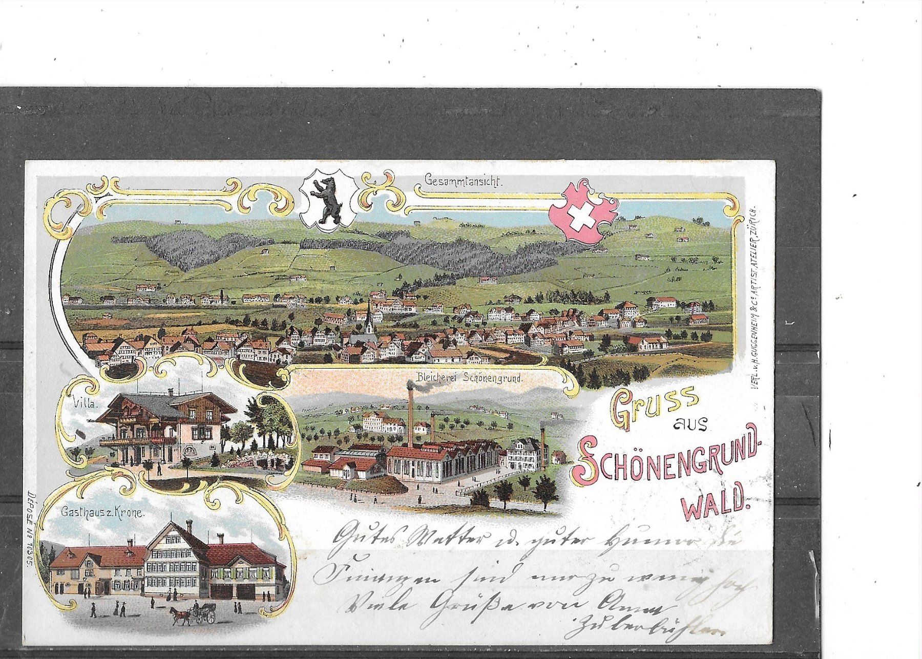 Cartoline postali: AR Gruss aus Schönengrund-Wald 1902 (Litho) – Usato da Schocherswil venduto da Wilare