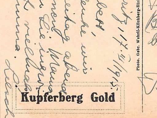 Ansichtskarten: Schweizer WERBE - Ansichtskarte KUPFERBERG GOLD – Gebraucht aus Winterthur von SchatzchischtliWinti 2