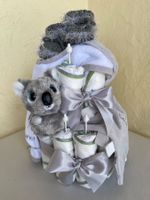 Windeltorte grau, Babygeschenk zur Geburt, zur Taufe