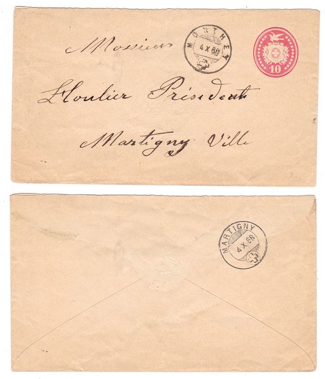 Tutti i francobolli: Entier postal de Monthey pour Martigny-Ville le 4.X.1868 – Usato da La Tour-de-Peilz venduto da amjust