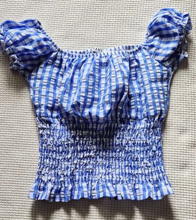 Top d'été à carreaux bleus et blancs, taille S, parfait!
