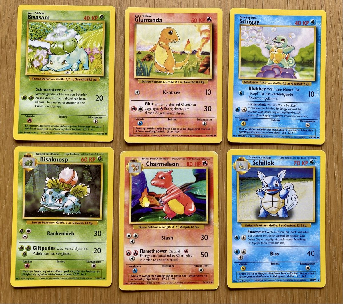 Pokémon Carte collezionabili: Pokémon Karten Set 6 Stück Basis Starter 1. Generation 1999 – Usato da Haldenstein venduto da lisipe
