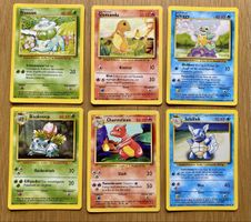 Pokémon Karten Set 6 Stück Basis Starter 1. Generation 1999