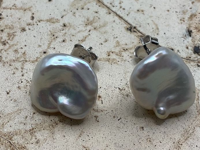 Ohrringe & -stecker: Ohrstecker mit Keshiperlen, flach – Neu (gemäss Beschreibung) aus luzern von Alpendorf1 3