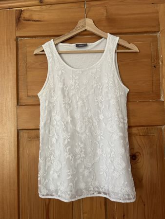 Yessica Top, Weiss, Spitze, Sommerlich, Grösse S