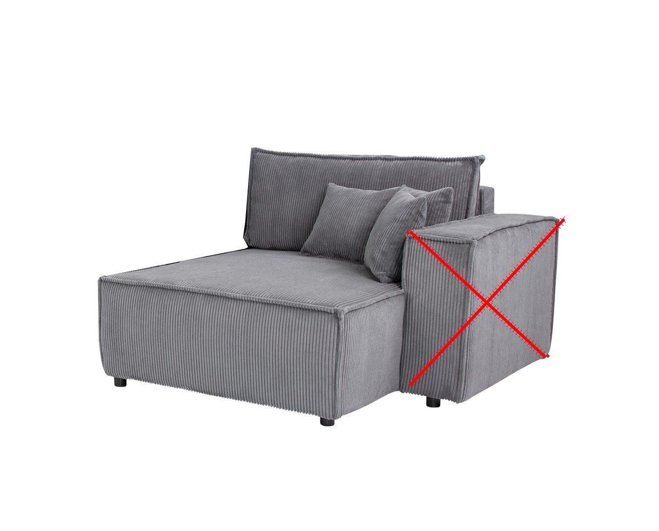 Divani: SOFAELEMENT / RECAMIERE SAMTKORD GRAU – Nuovo e nell'imballaggio originale da Recherswil venduto da Moebel_Outlet