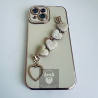 Hülle Cover Etui Case Beige für iPhone 14 Plus Herzkette