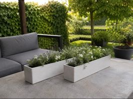 2 Jardinières ELHO en fibrociment – 80 × 17 × 17 cm