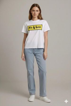 Gildan 'Fit 4 Less' Grafik-T-Shirt - Größe S - Weiß