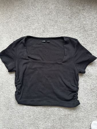 Sinsay Black crop Neck Top - S