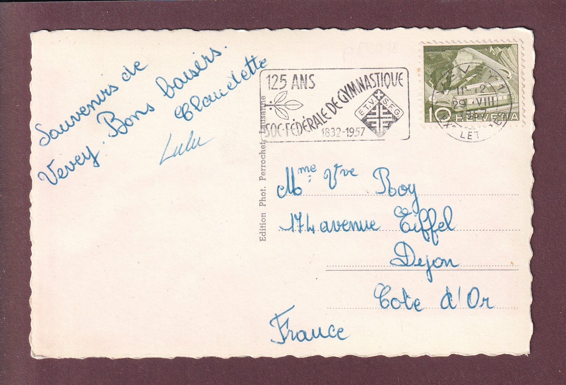 Cartoline postali: VEVEY - Les Cygnes - 1957 – Usato da Pully venduto da nicecards 1