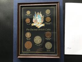 Grossbritannien. ,Pre—Decimal British Coins,im Holzrahmen