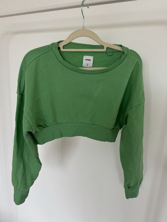Cropped Sweatshirt Grün – Basic – Oversized Fit – Gr. M