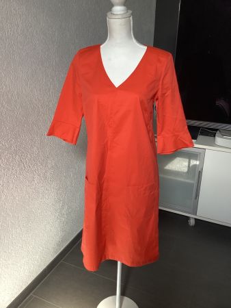 Luisa Cerano Kleid orange V-Ausschnitt 3/4 Arm super Zustand