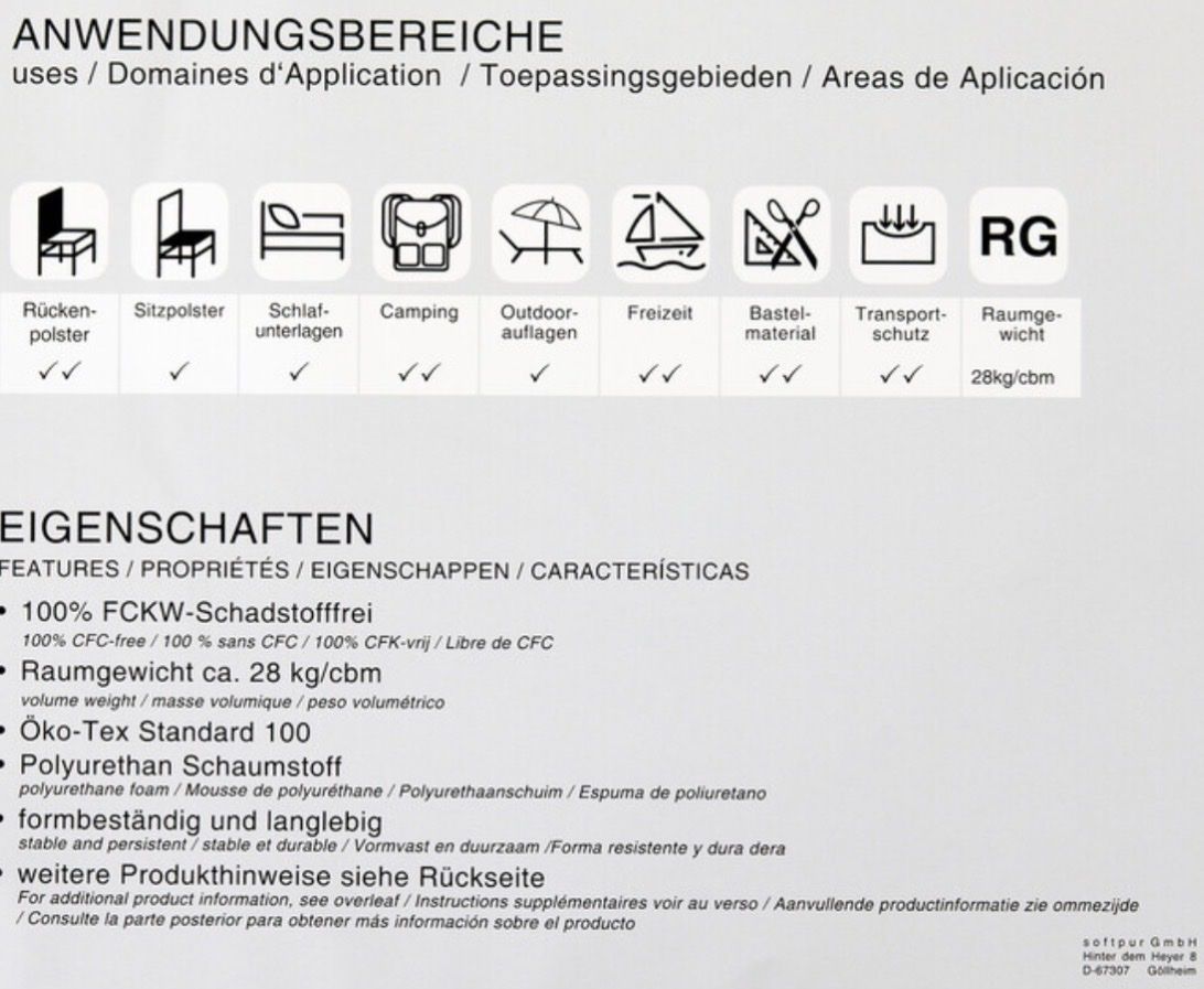 Tessuti: Schaumstoff- 5cm hoch - Zuschnitte – Nuovo (secondo la descrizione) da Zürich venduto da t8w_gf5y 5