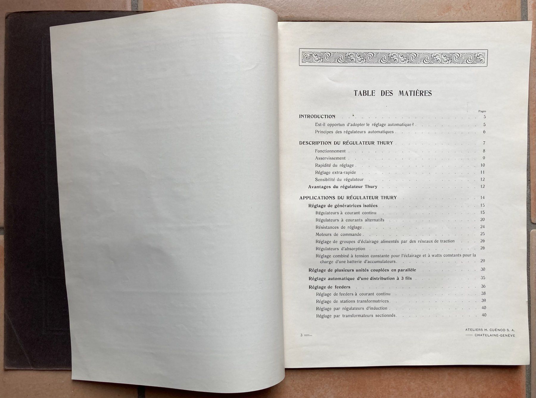 Documenti: Régulateurs automatique système R. Thury - Ateliers Cuénod – Usato da Versoix venduto da HELVETICA_1 1