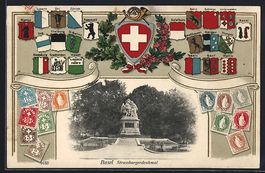 Basel, Strassburgerdenkmal mit Briefmark