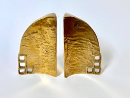 Brutalistische Buchstützen von Heinz Goll, Bronze 1960er