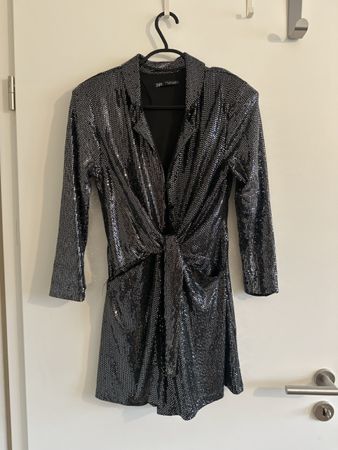 Zara Dress Sequin Silver Size S 