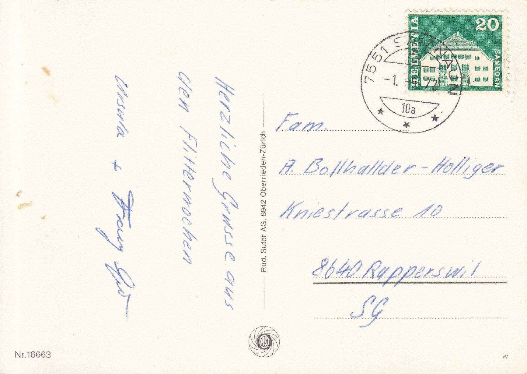 Ansichtskarten: Samnaun 1972 – Gebraucht aus Bürglen TG von StampGraf 1
