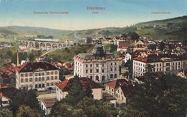 Herisau AR Panorama Eisenbahnviadukt und Zug