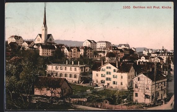 Cartoline postali: Oerlikon, Ortspartie mit Prostestantisch – Usato da Berlin venduto da bartko-reher