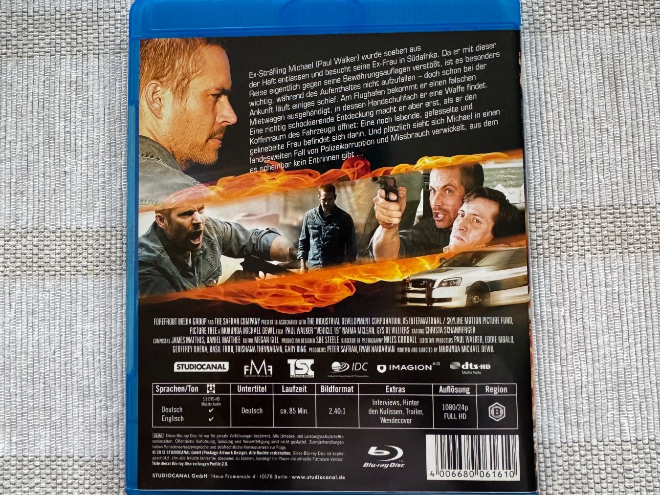 Tutti i DVDs: Vehicle 19 [Blu-ray] mit Paul Walker – Usato da Arbon venduto da drs64 1