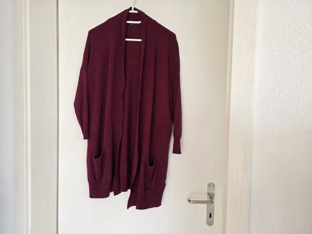 Weinrote Strickjacke Atmosphere, Long Cardigan Gr. M