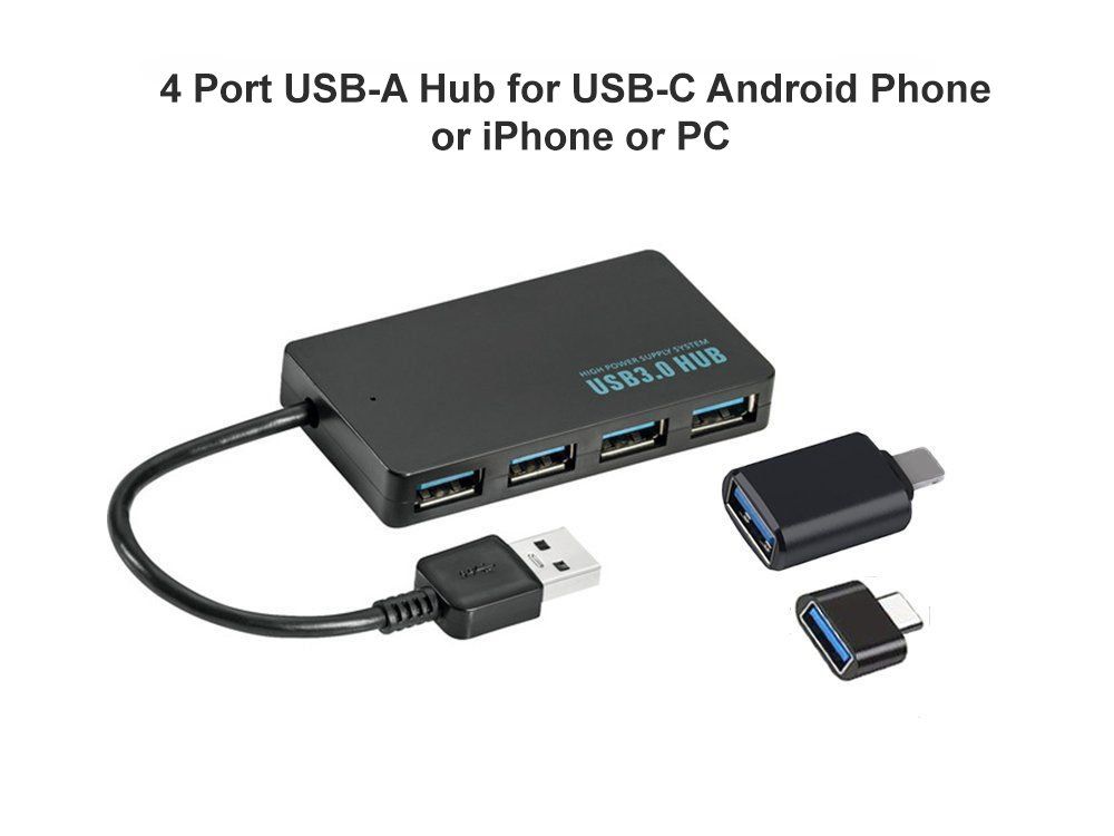 Hub & Switch: 4 Port USB-A Hub for USB-C Android Phone or iPhone or PC – Nuovo e nell'imballaggio originale da Hinwil venduto da jeglat