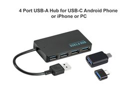 4 Port USB-A Hub for USB-C Android Phone or iPhone or PC
