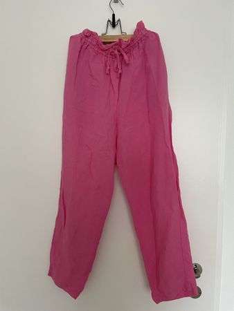 Pink Linen Blend Summer Trousers, Size S