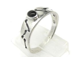feiner Indianer Ring Silber 925 Onyx Ornamente Gr. 58