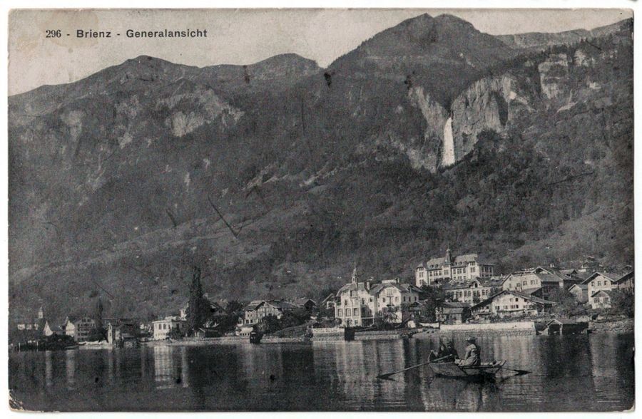 Cartoline postali: Brienz, Generalansicht vom See gel. 1914 – Usato da Frauenfeld venduto da POML