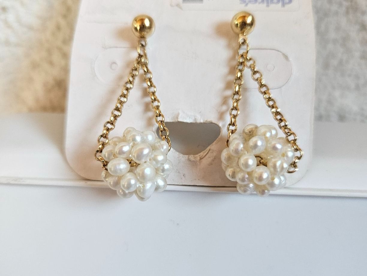 Orecchini pendenti & Orecchini a lobo: Elegante Goldene Perlen Ohrringe – Usato da Urdorf venduto da Colina 5