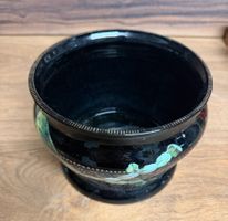 Blumentopf Vintage mit Papageien-Motiv, Top Zustand!